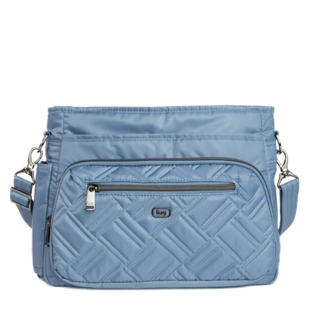 Lug Blue and Silver Crossbody Bag with Geometric Quilted Design